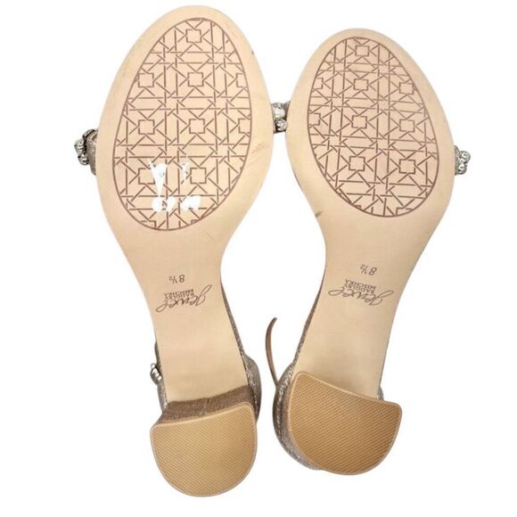 Badgley Mischka Sandals Size 8.5 Champagne Ankle Strap Daylaan Heels Bridesmaid - Picture 9 of 9